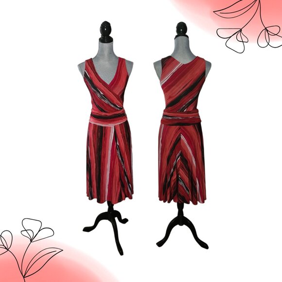 Alyn Paige Wrap Dress V-Neck Surplice Wrap Midi Dress | EUC | S | Red BlacK WHT - Picture 7 of 9